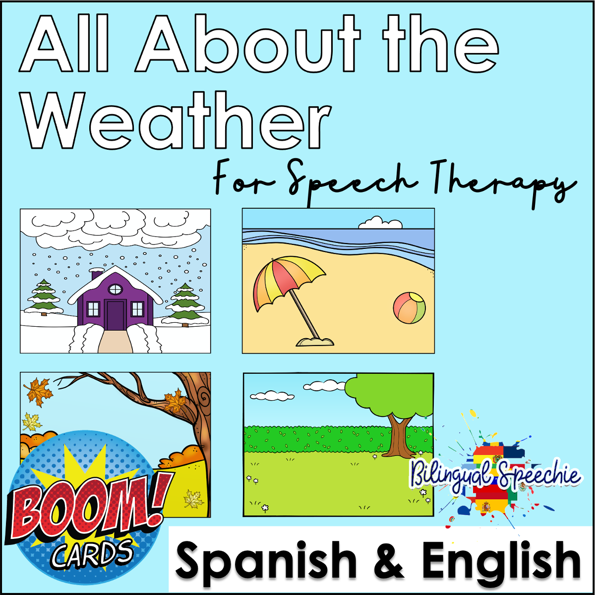 BOOM Cards | All About the Weather | for Speech Therapy in English & Spanish