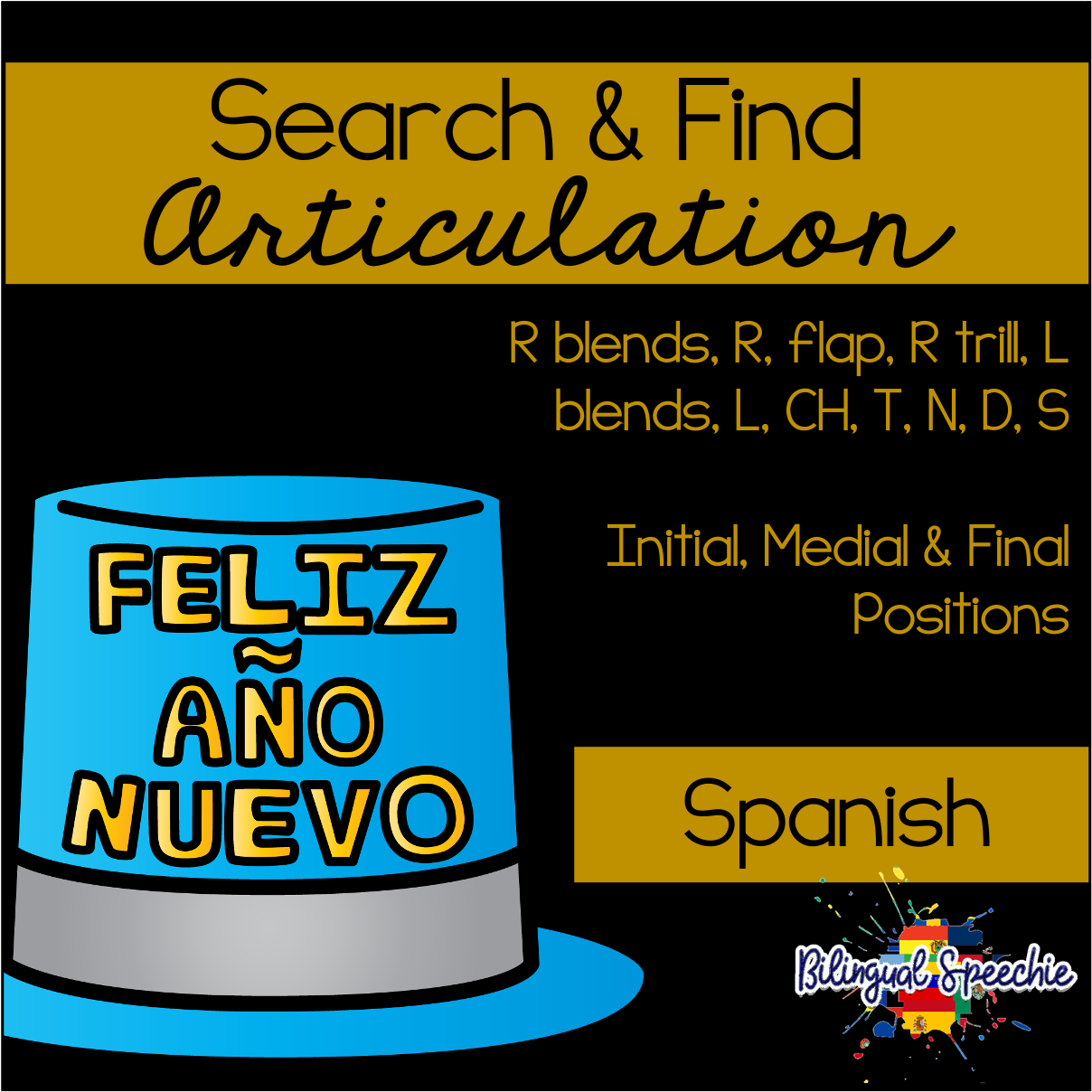 Search & Find Articulation | Spanish | New Year Themed