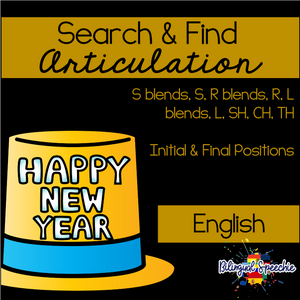 Search & Find Articulation | English | New Year Themed