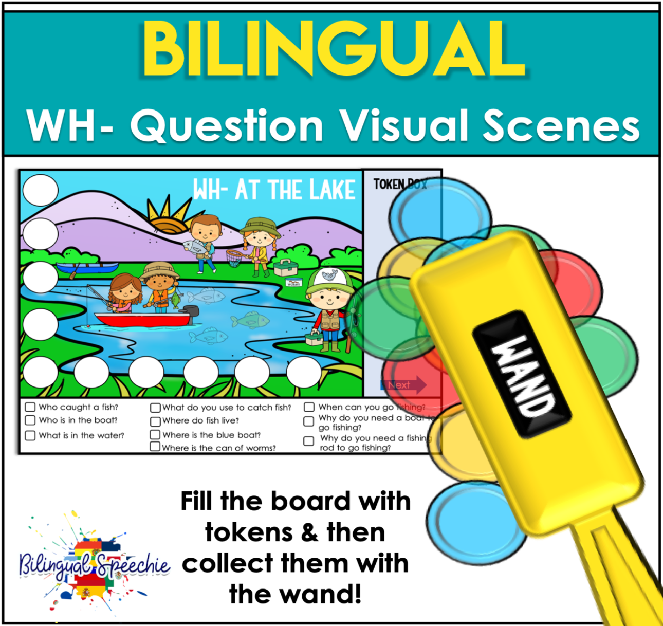 BOOM Cards | Visual Scenes for WH Questions | Bilingual
