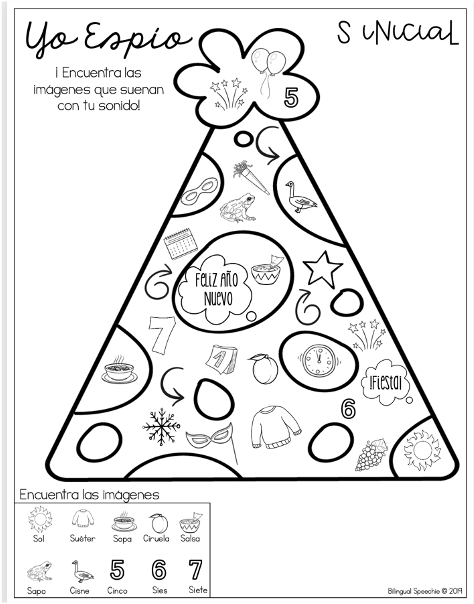 Search & Find Articulation | Spanish | New Year Themed