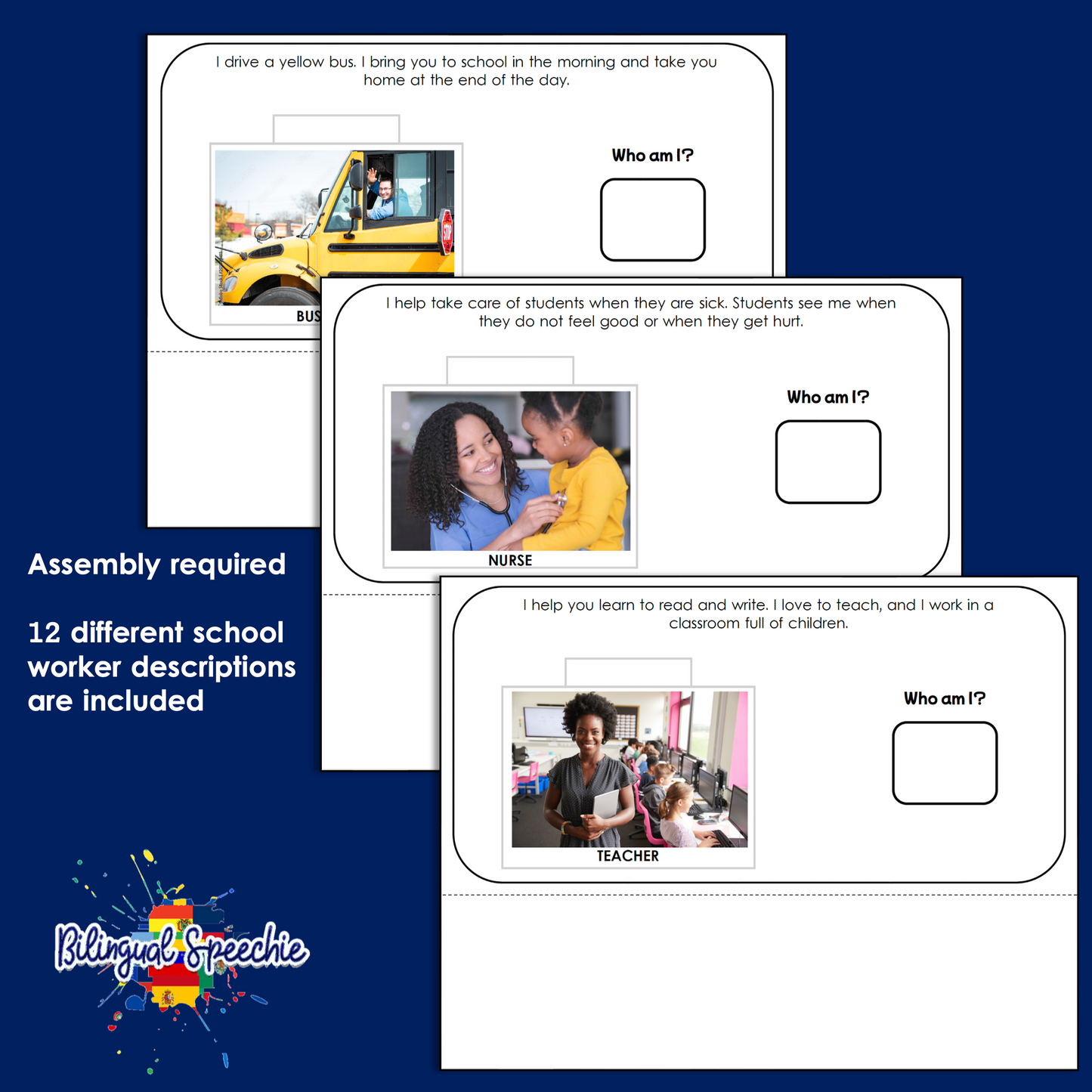 School Workers | Who Am I? | English & Spanish Book