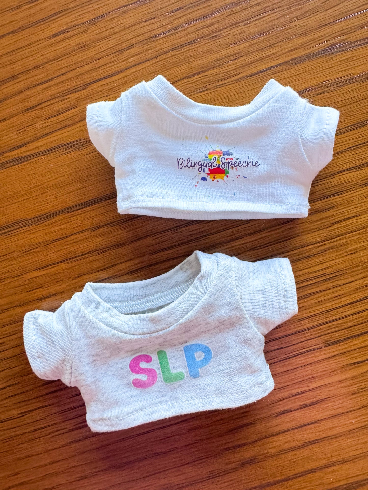 Mini T-Shirt for Collectible Doll | SLP & Bilingual Speechie Logo Design