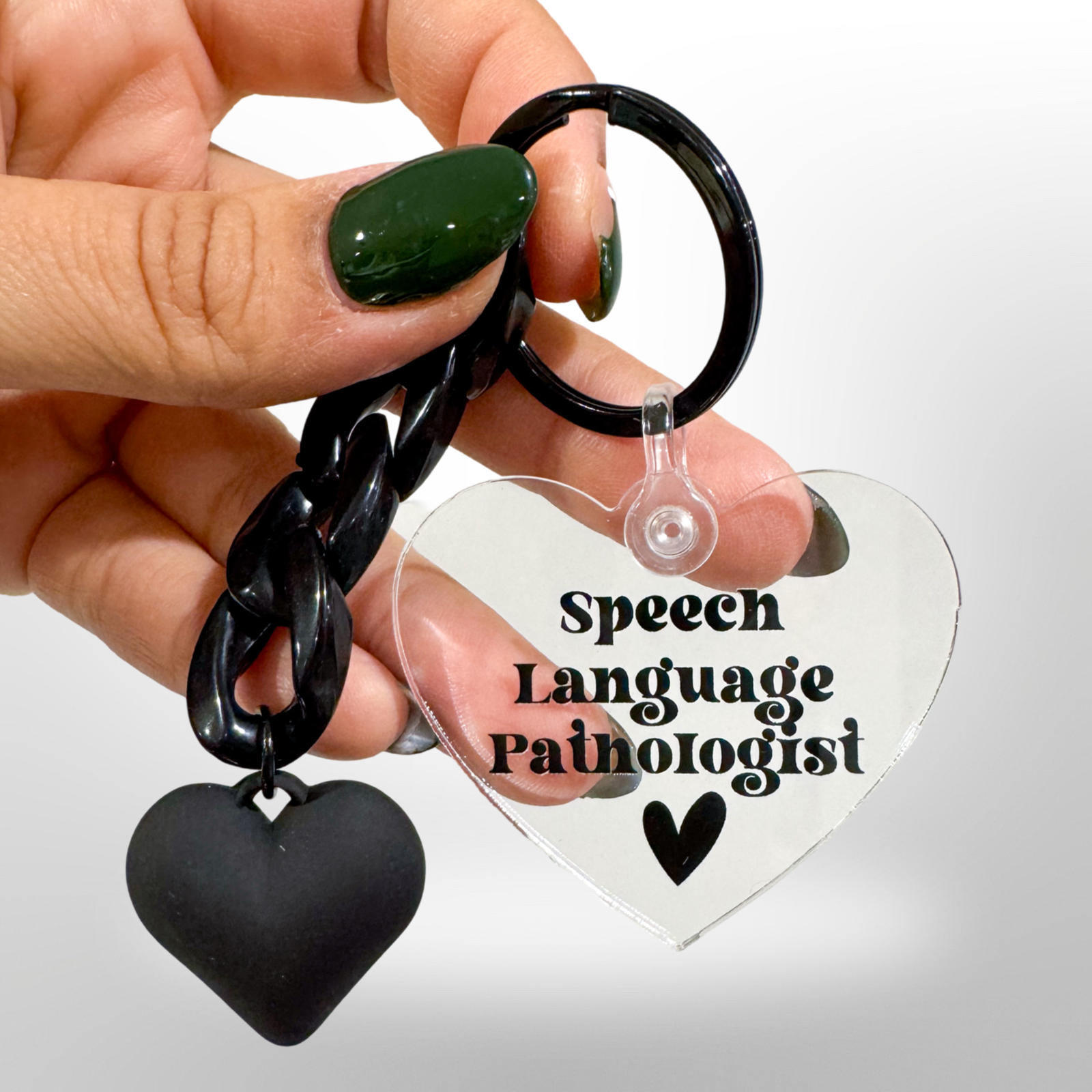 Black Heart SLP Keychain – Bilingual Speechie