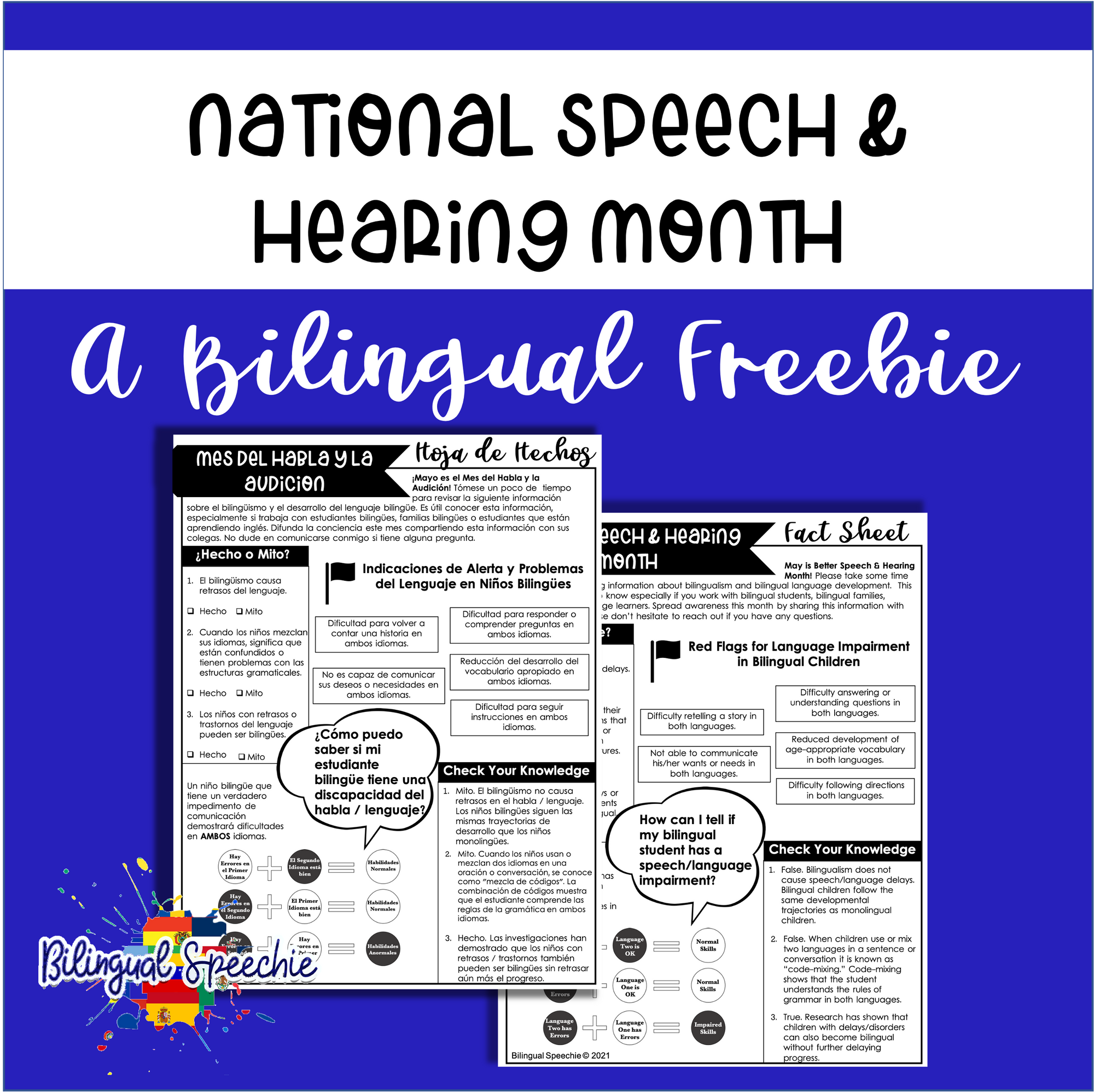 National Speech & Hearing Month | Freebie on Bilingualism