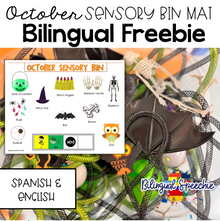 FREE Bilingual October Sensory Bin Mat | English & Spanish