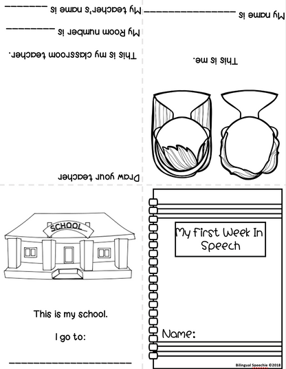 Bilingual First Week of School Mini Flip Book