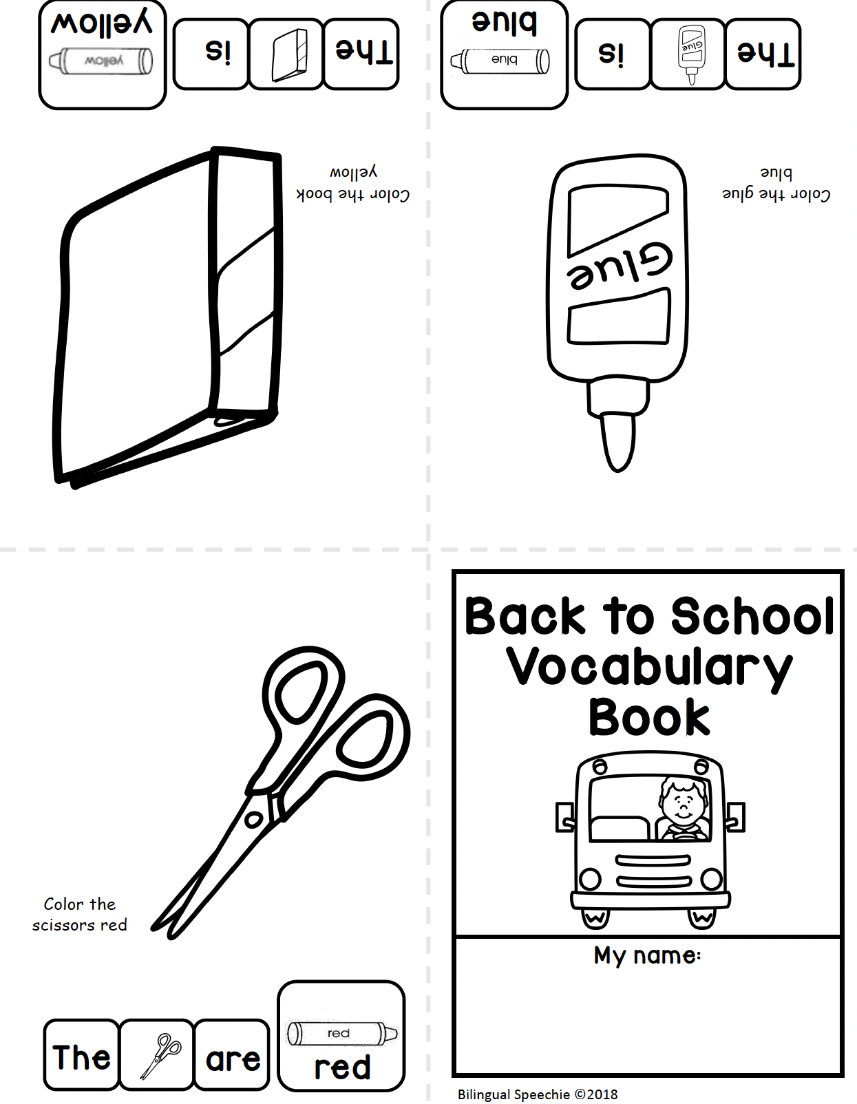 Bilingual Back to School Vocabulary Booklet