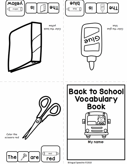 Bilingual Back to School Vocabulary Booklet