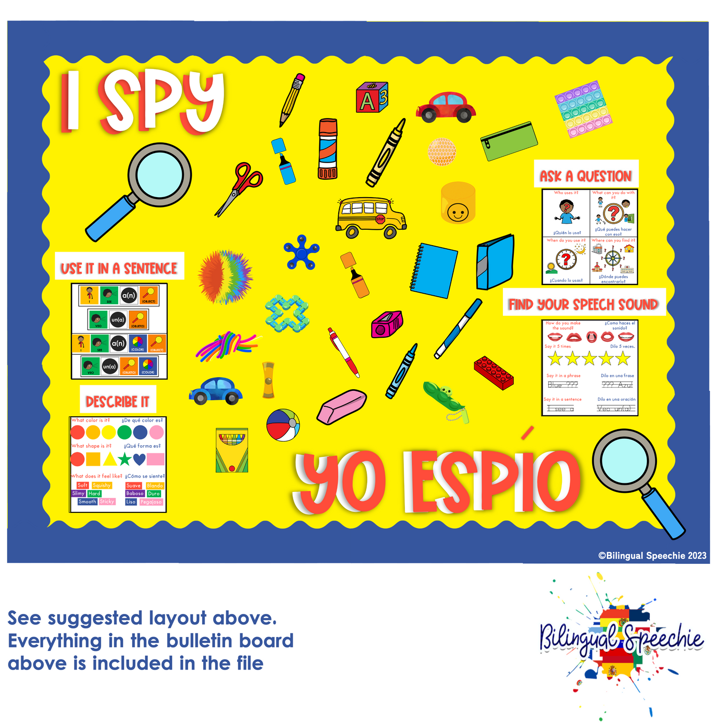 Bulletin Board Decor Kit for Classroom | I Spy - Yo Espío