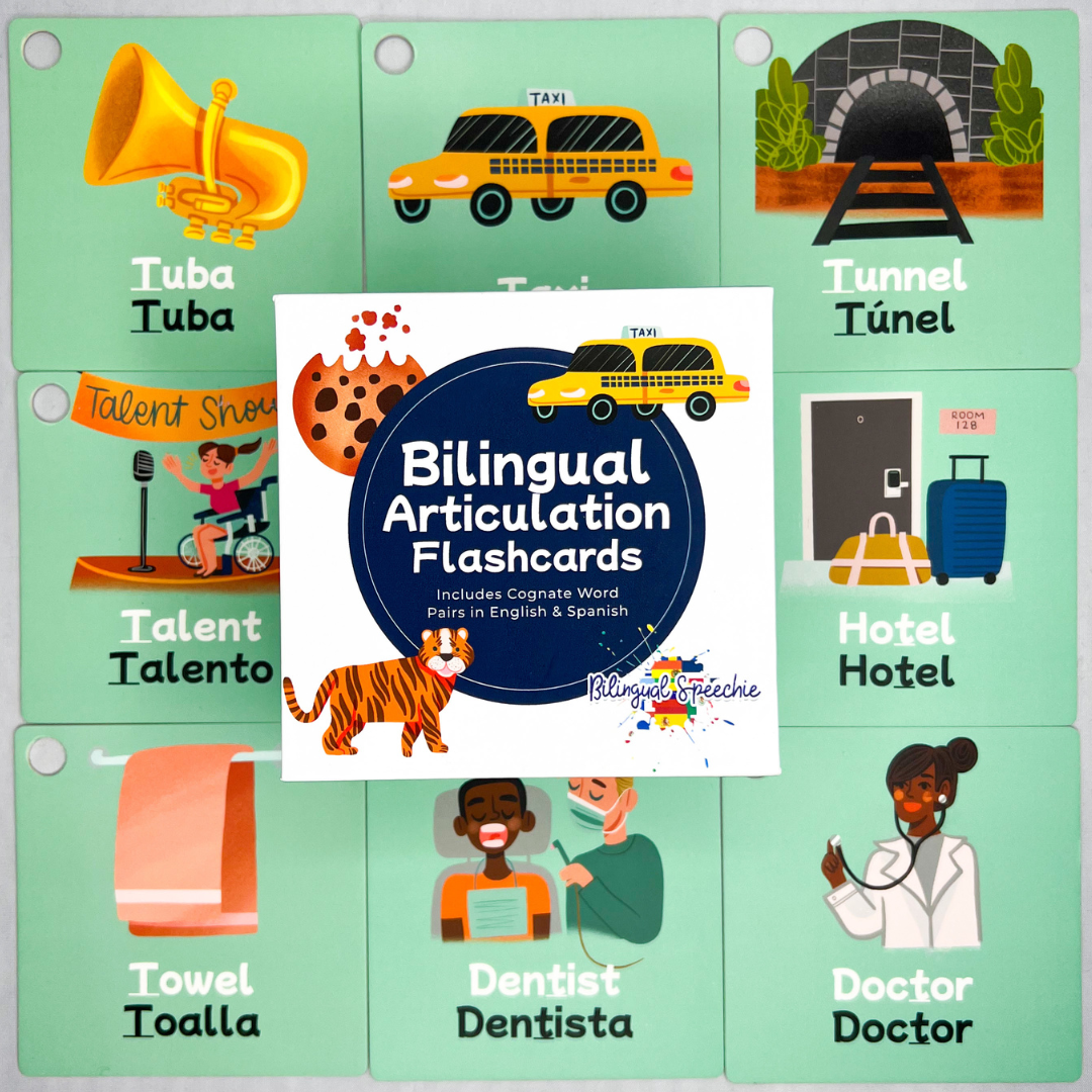 T Sound | Sonido T - Bilingual Flashcards for Speech Therapy