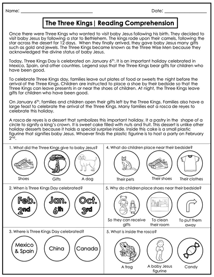 Three Kings Day | Bilingual Activity Pack for Speech Therapy