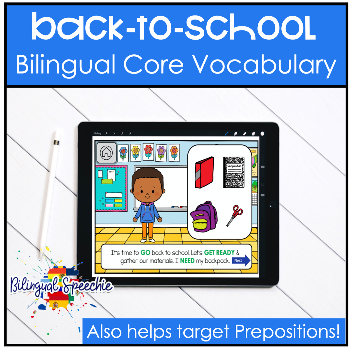 Back to School | Bilingual Core Vocabulary Boom Cards