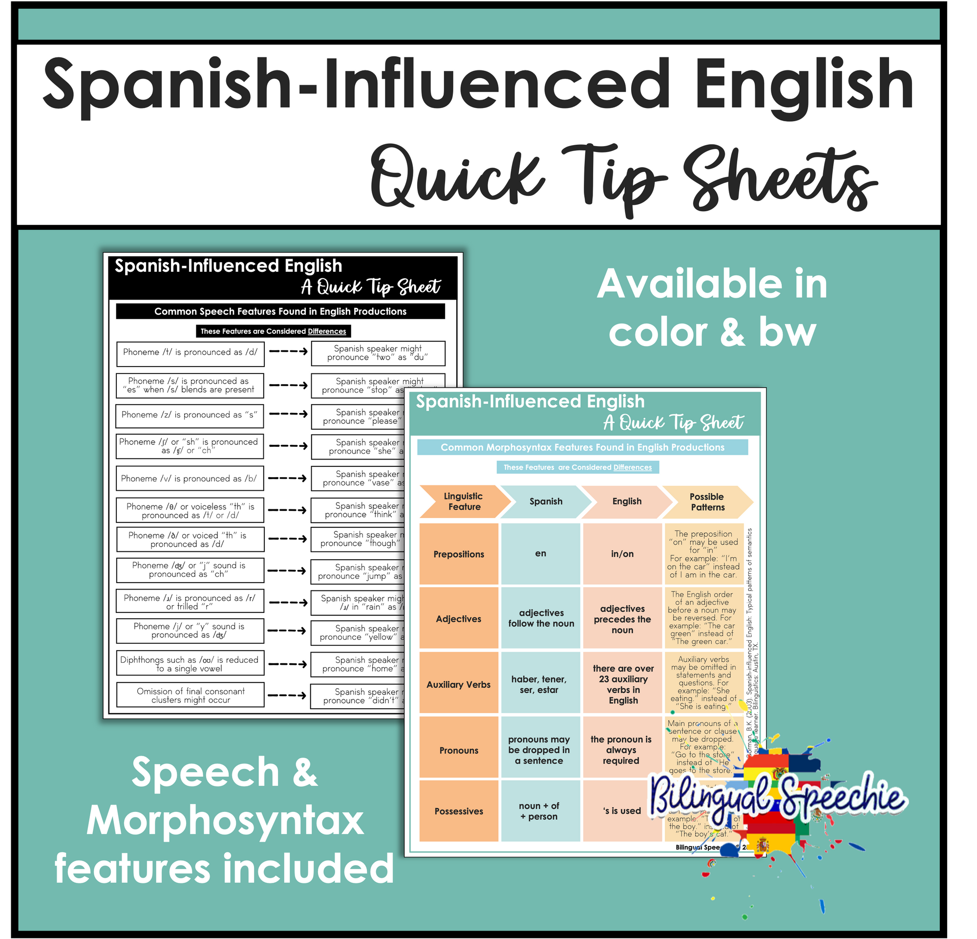 Spanish-Influenced English Quick Tip Sheet