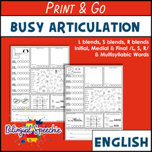 Busy Articulation for R blends, R, S blends, S, L blends & Multisyllabic Words