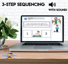 BOOM Cards | 3-Step Sequencing | for Speech Teletherapy & Distance Learning