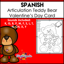 Spanish Articulation | Teddy Bear Valentine's Day Card