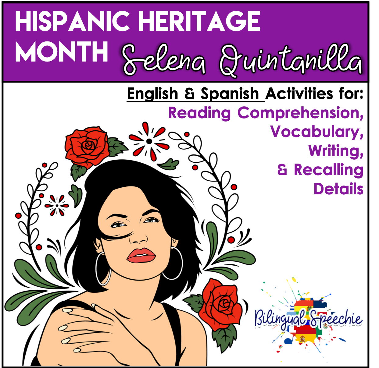 Hispanic Heritage Month | Selena Quintanilla | Editable Reading Comprehension