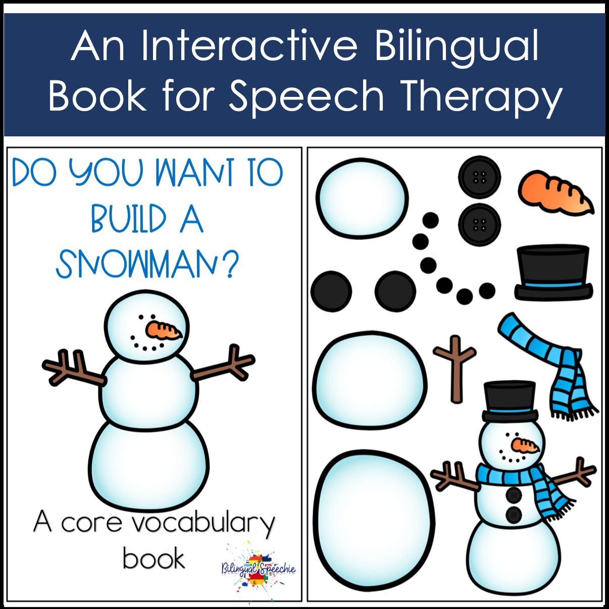Build a Snowman Core Vocabulary Book | BILINGUAL