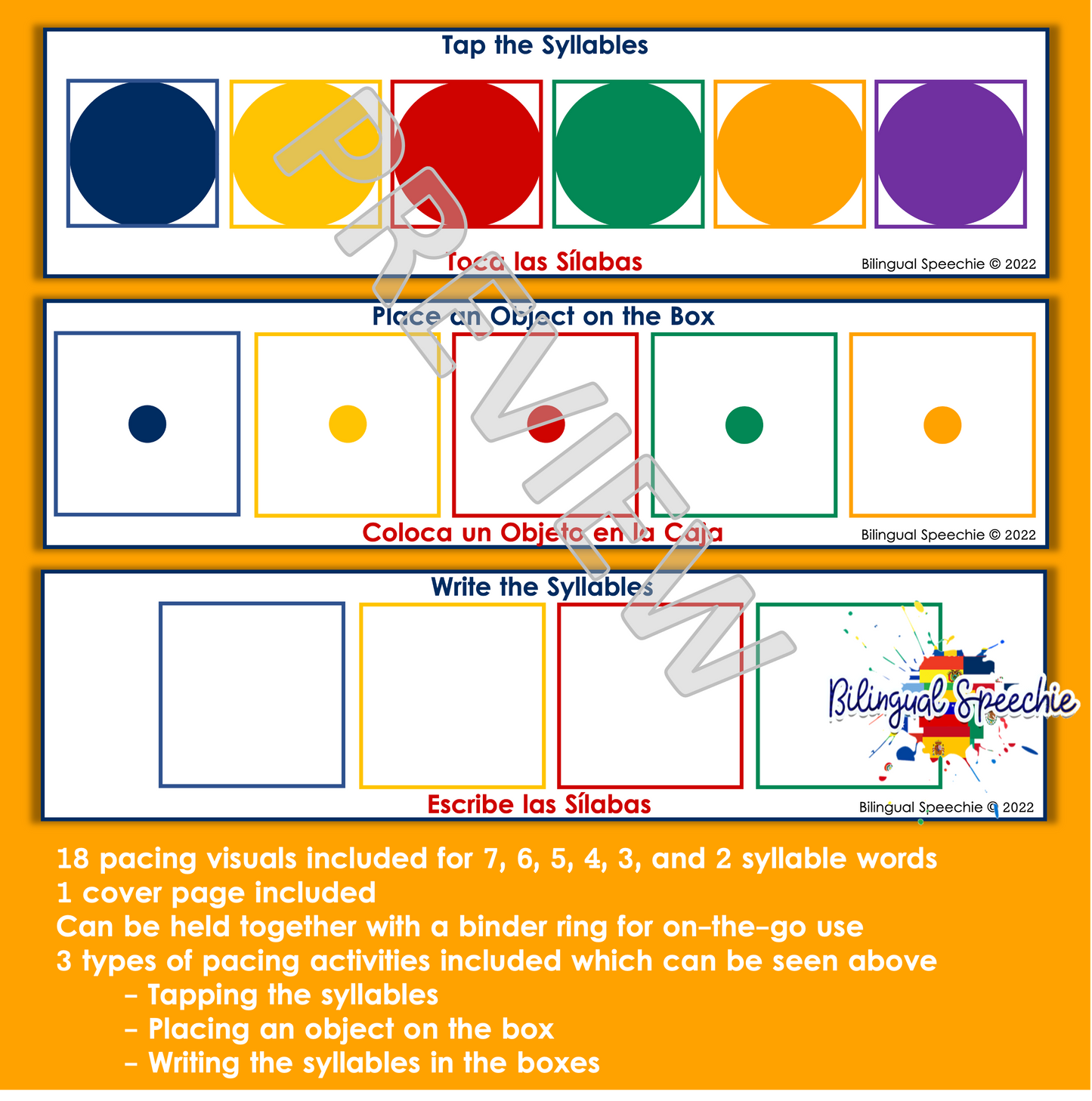 Bilingual Pacing Board Visuals for Multisyllabic Words