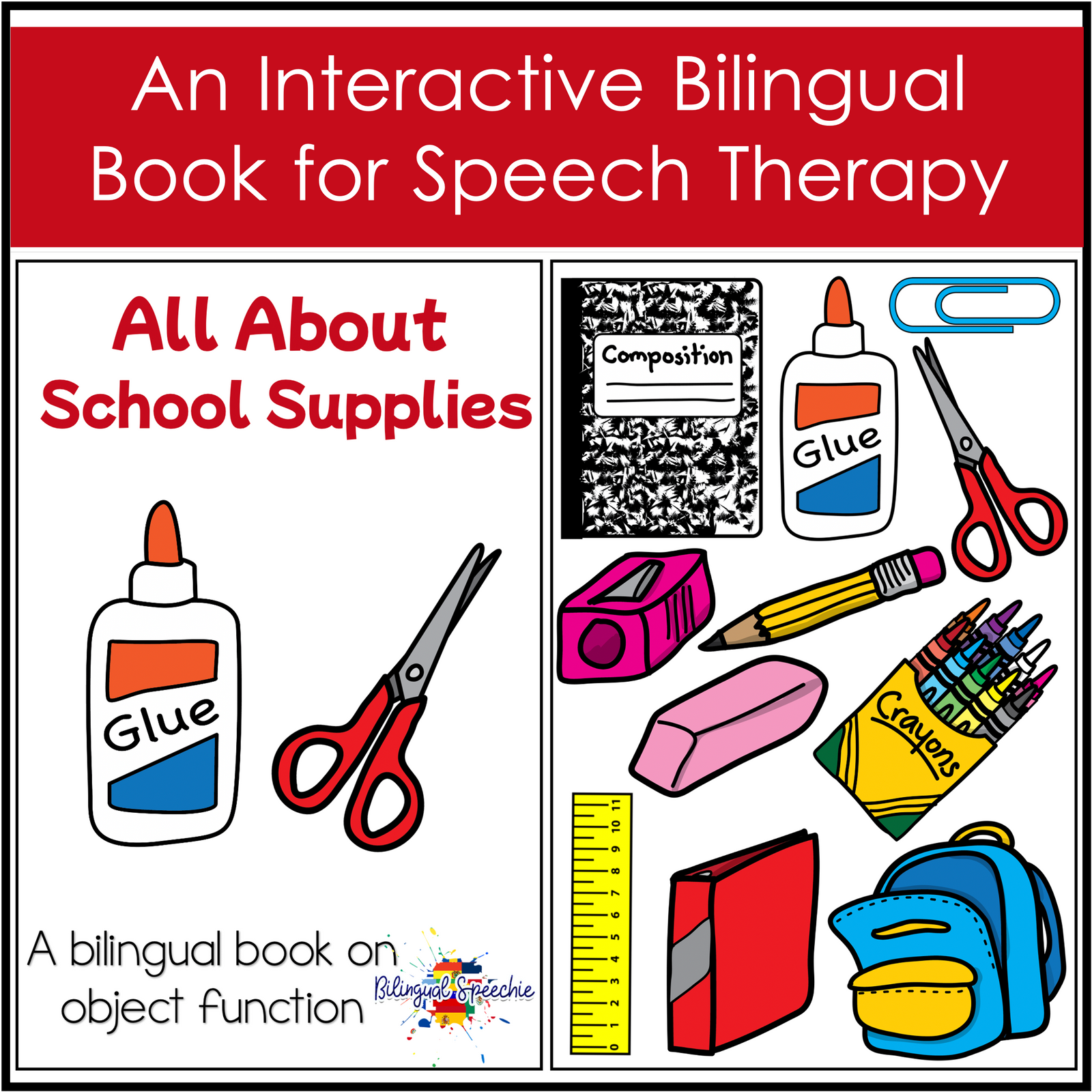 All About School Supplies | Bilingual Object Function Book