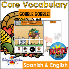 BOOM Cards | Thanksgiving Bilingual Core Vocabulary Book