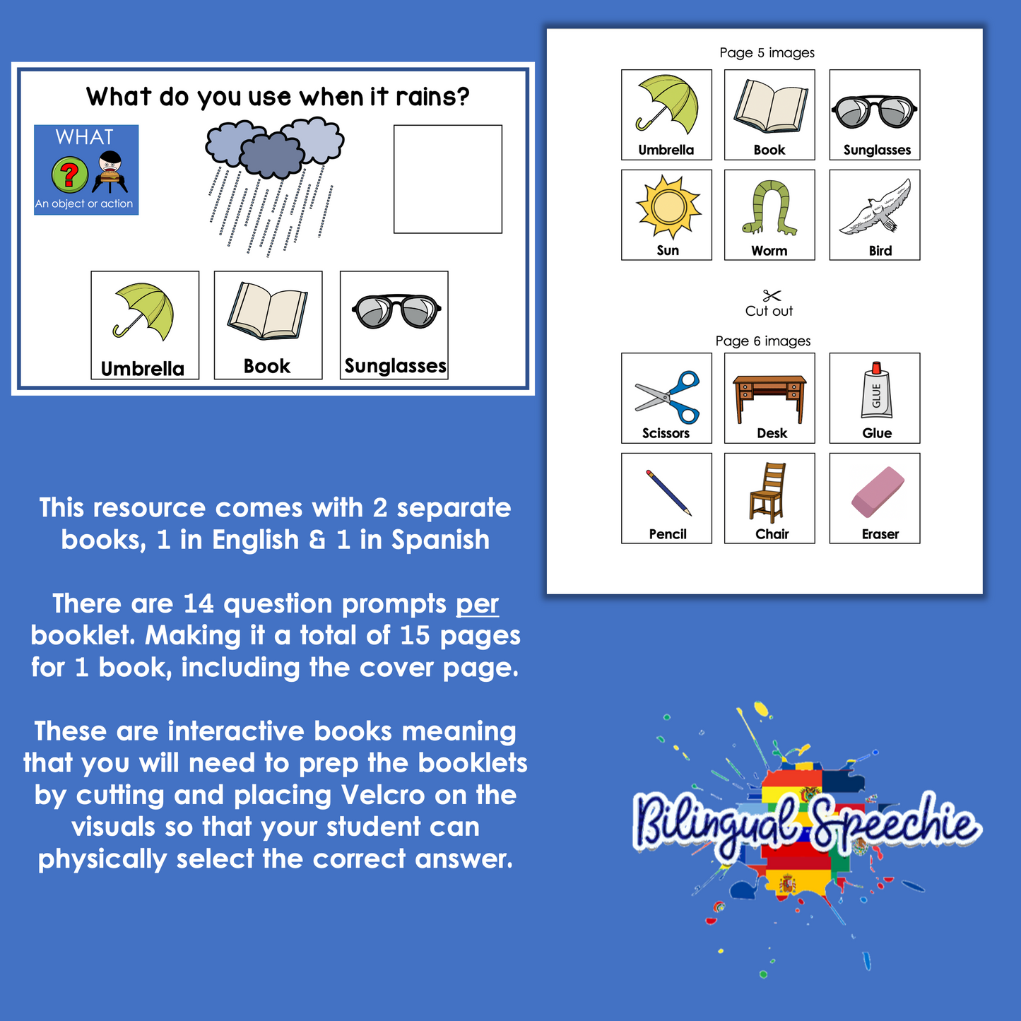 Bilingual WH- Questions Book | WHAT | English & Spanish