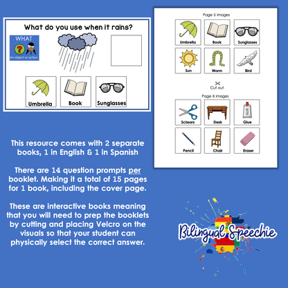 Bilingual WH- Questions Book | WHAT | English & Spanish