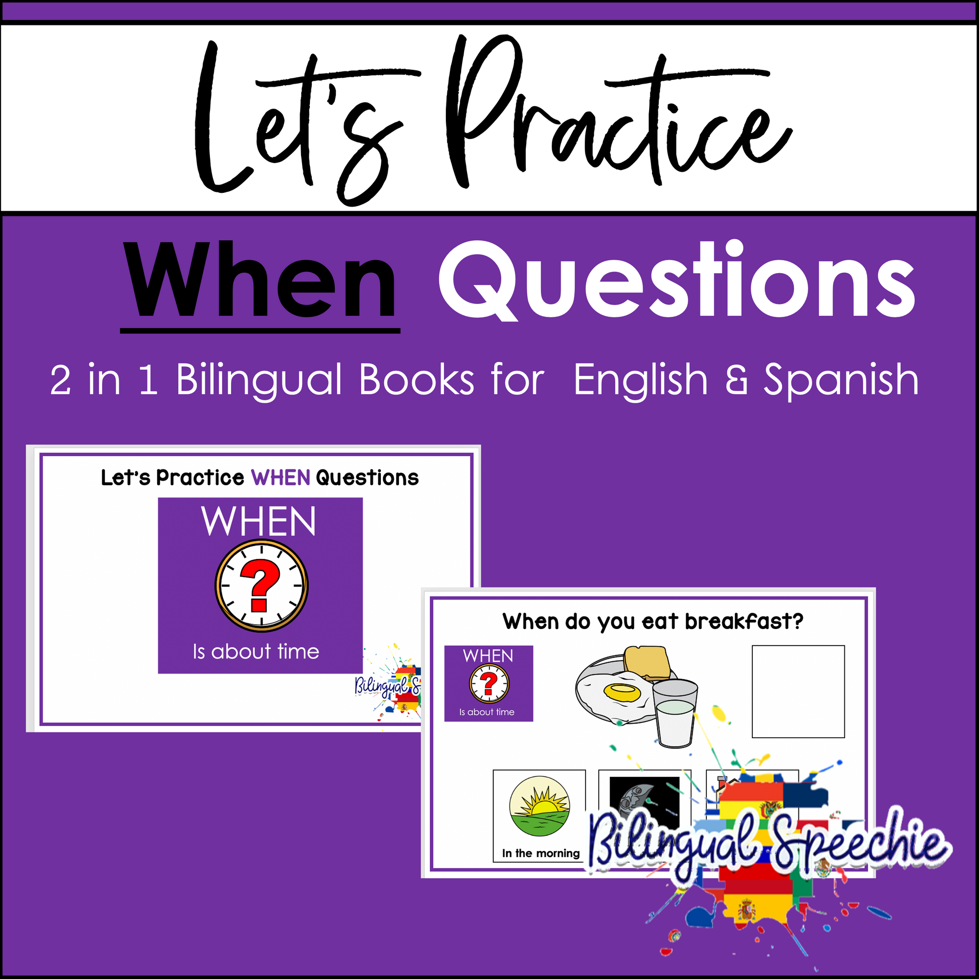 Bilingual WH- Questions Book | WHEN | English & Spanish