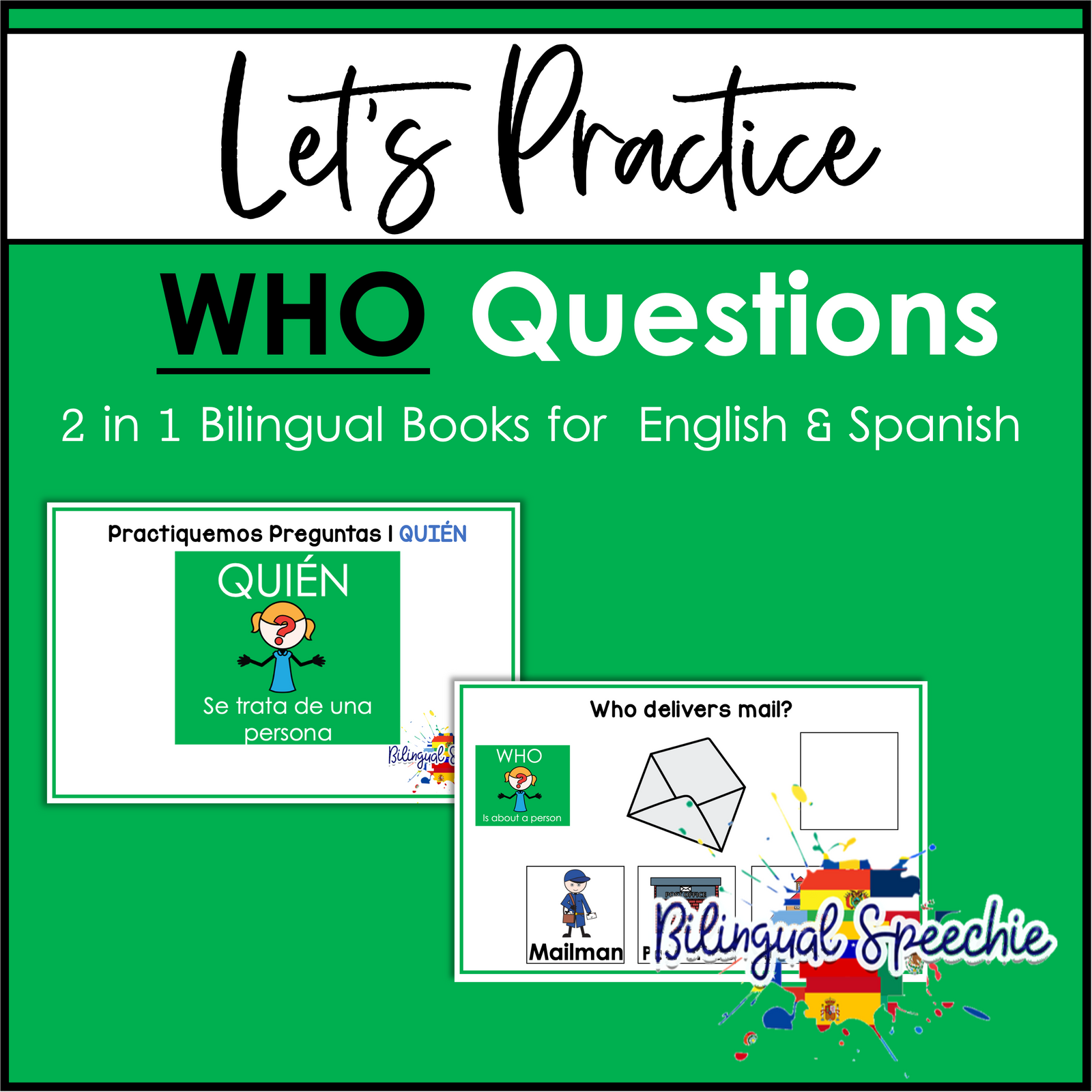 Bilingual WH- Questions Book | WHO | English & Spanish