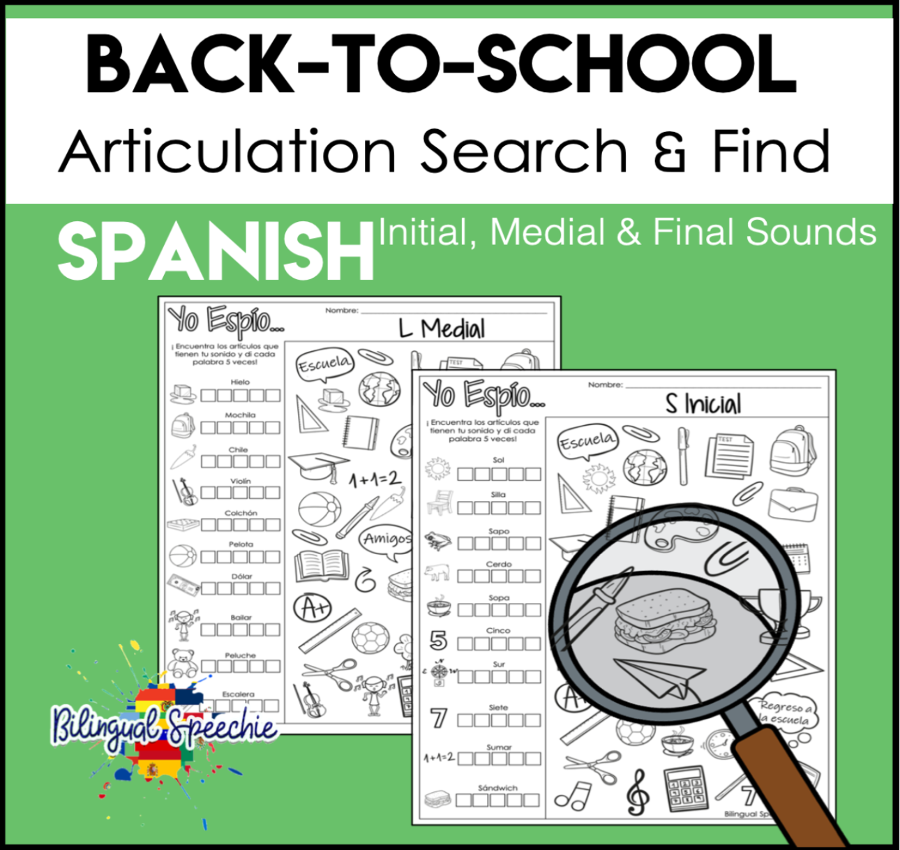 Search & Find | Back to School Spanish Articulation