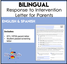 Response to Intervention Parent Letter | Bilingual