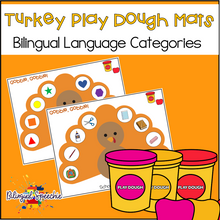 Turkey-Themed Play-Dough Mat | Bilingual Categories
