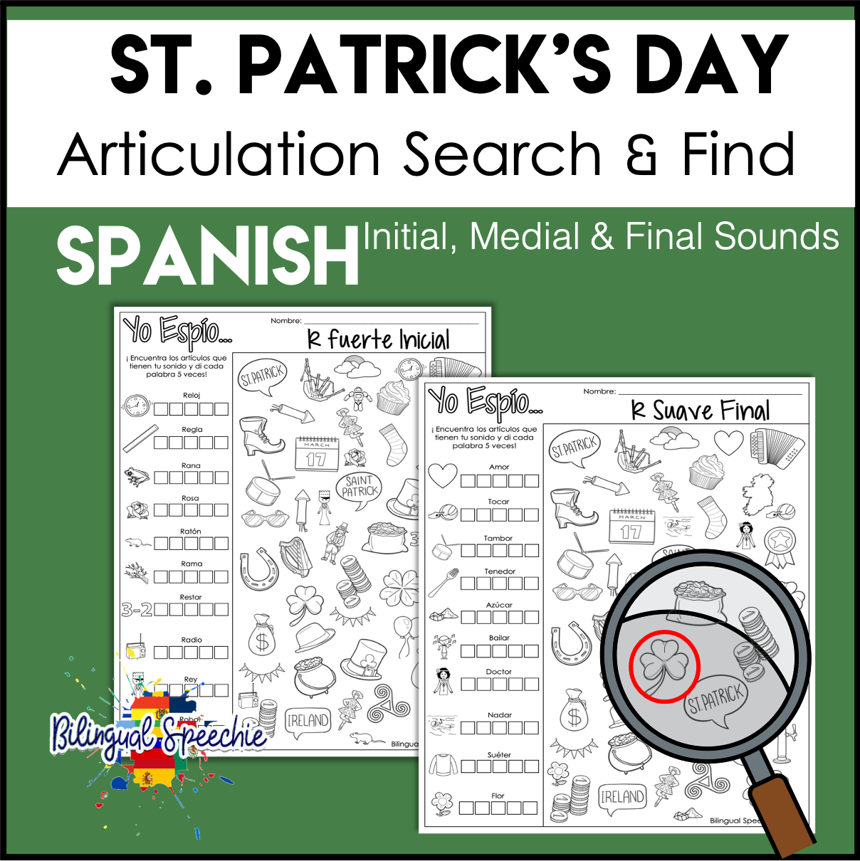 St. Patrick's Day Search & Find Articulation | Spanish