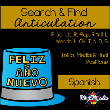 Search & Find Articulation | Spanish | New Year Themed