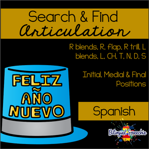 Search & Find Articulation | Spanish | New Year Themed