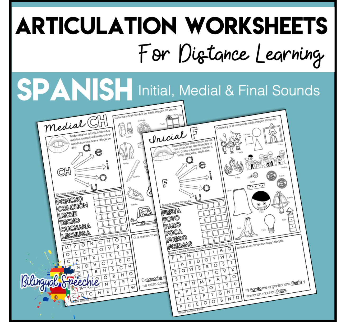 Articulation Worksheets for Distance Learning | Spanish