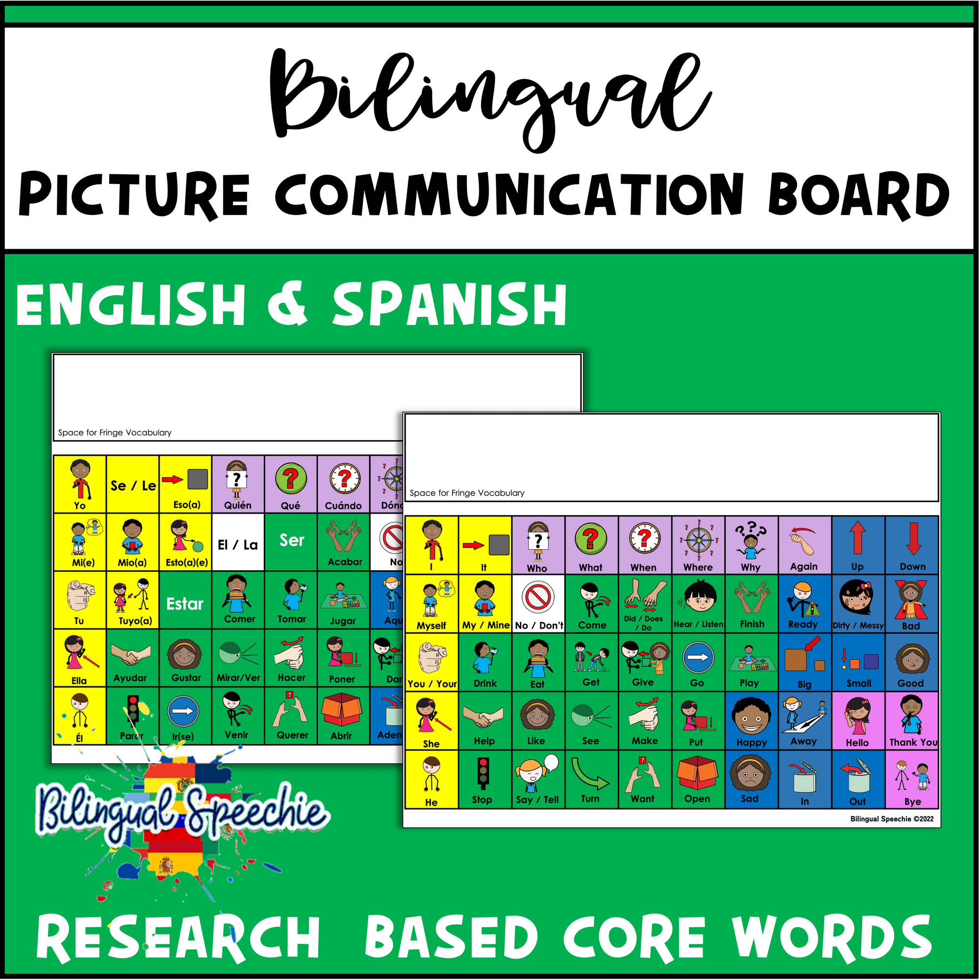 Bilingual Picture Communication Board | English & Spanish