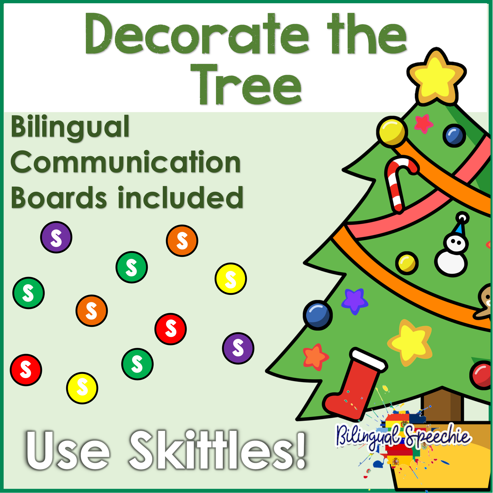Decorate the Tree | includes English & Spanish Picture Communication Board