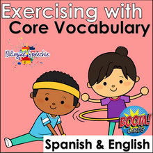 Exercising with Core Vocabulary | English & Spanish | FREEBIE