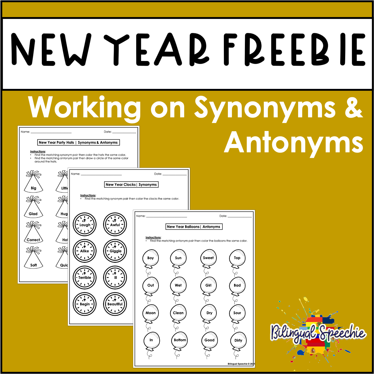Working on Synonyms & Antonyms | Bilingual Freebie