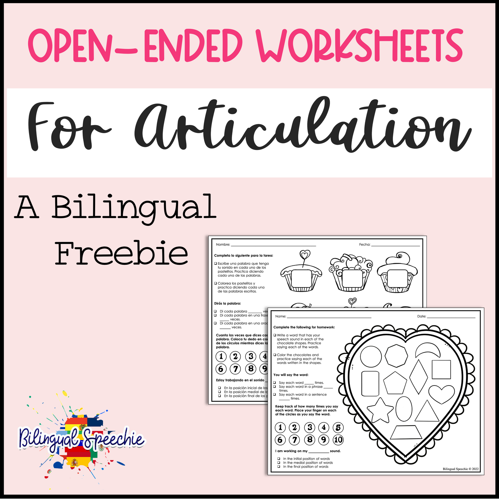 Open-Ended Articulation Worksheets | Bilingual FREEBIE