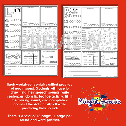 Busy Articulation for R blends, R, S blends, S, L blends & Multisyllabic Words