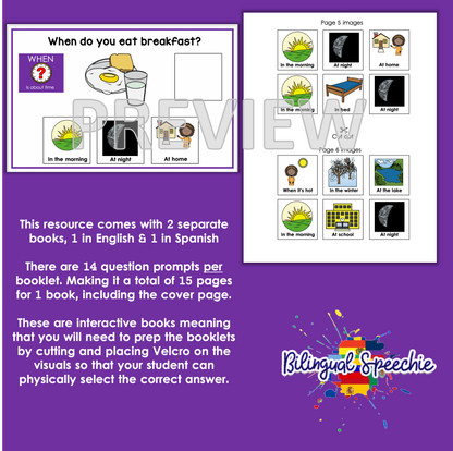 Bilingual WH- Questions Book | WHEN | English & Spanish